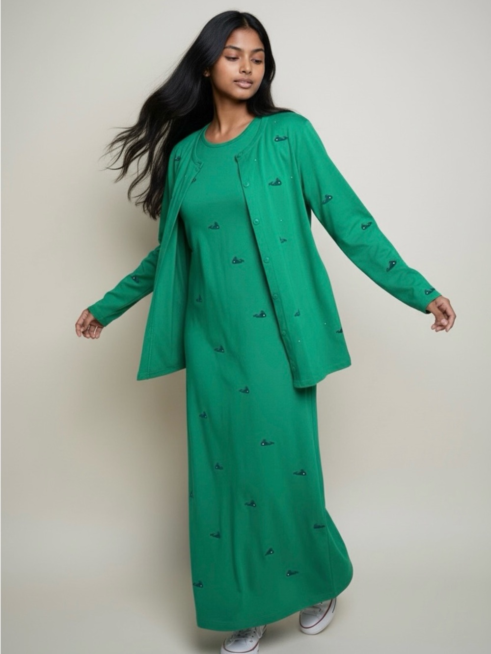 Quacker Factory Kelly green maxi dress with matching jacket SZ.L